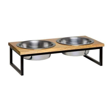 Loving Pets 842982076853 2 qt. Black Label Raised Wooden Top Diner