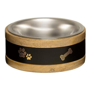 Loving Pets 842982076822 2 qt. Black Label Wooden Ring Dog Bowl & Holder
