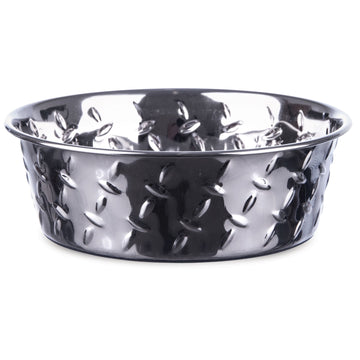 Loving Pets Diamond Plated Dog Bowl with Non Skid Bottom 5 Quart