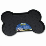 Loving Pets Products  Black Bella Spill-Proof Bone Shaped Dog Mat - 23.5 x 17.5 in.