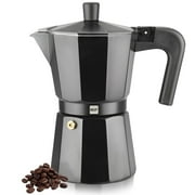 MAGEFESA Kenia Noir Stovetop Espresso Moka Pot, 3-Cup/5 oz, Extra-Thick Aluminum, Heat-Resistant Handle, Greca & Italian Coffee Maker