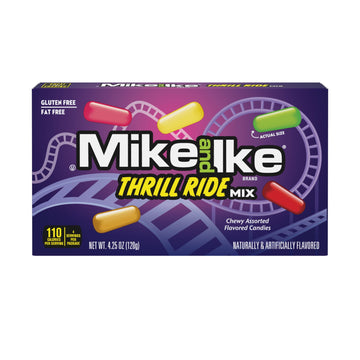 MIKE AND IKE Thrill Ride Mix Chewy Candy, 4.25 oz Theater Box, 1 Count Gluten-Free