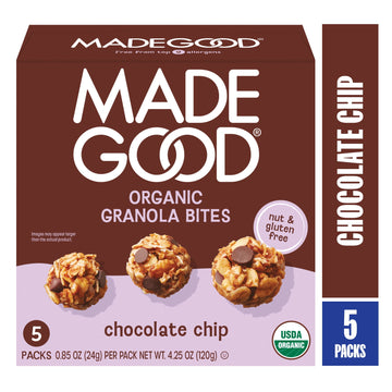 MadeGood Chocolate Chip Granola Bites,  5 Pack Count, 0.85 oz Each
