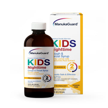 ManukaGuard Kids Nighttime Cough Syrup, Honey Lemon with Chamomile Root Extract, 4 fl oz