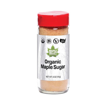 Maple Valley Organic Pure Maple Sugar Granulated, Natural Sugar Alternative, Good in Coffee, Baking, Cooking, Made in USA, 5oz Shaker