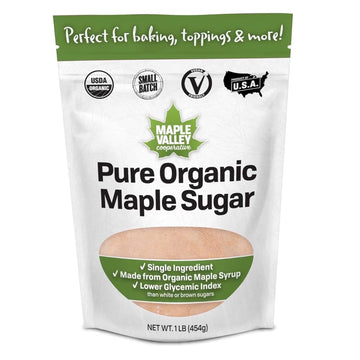Maple Valley Organic Pure Maple Sugar Granulated, Natural Sugar Alternative, Good in Coffee, Baking, Cooking, Made in USA, 1 lb Bag