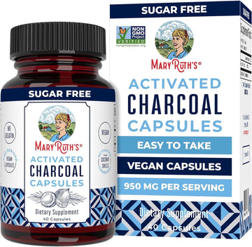 MaryRuth's Activated Charcoal Capsules Derived from Coconut Shells,Non-GMO, Gluten Free, Adults, 40 Count