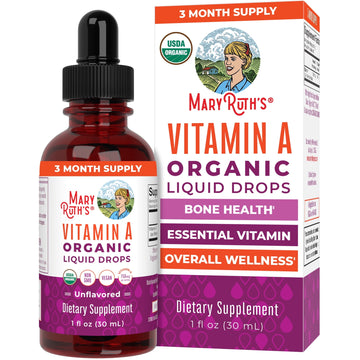 MaryRuth Organics Organic Vitamin A Liquid Drops Vegan Gluten Free 90 Servings (3 Month Supply) for Bone and Skin Health 1-Count 1 fl oz