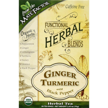 Mate Factor Ginger Trmrc w Blk Pepper Hrbl Tea Bnd 20 Tbgs OC