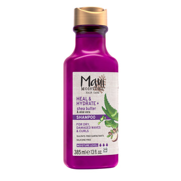 Maui Moisture Heal & Hydrate + Shea Butter Shampoo to Deeply Moisturize Tight Curly Hair, 13 fl oz