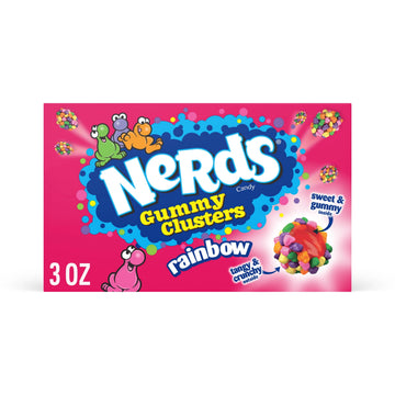 NERDS Gummy Clusters, Candy, Rainbow, Crunchy and Gummy, 3 oz Box