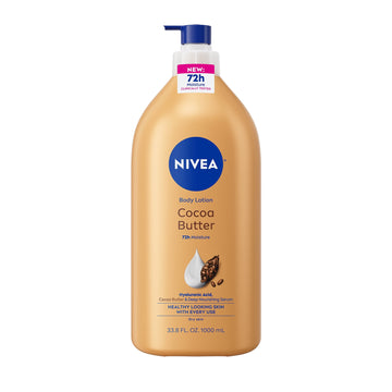 NIVEA Cocoa Butter Body Lotion for Dry Skin with Hyaluronic Acid, 72Hr Moisturizer, Value Size 33.8 fl oz