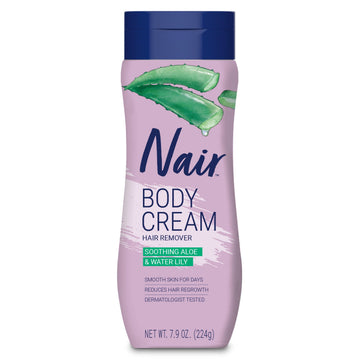 Nair Body Cream Hair Remover, Soothing Aloe and Water Lily, Hair Removal Cream, 7.9 oz