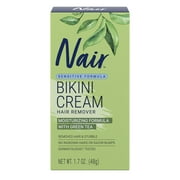 Nair Sensitive Bikini Cream Hair Remover, Moisturizing Formula with Green Tea, 1.7 oz