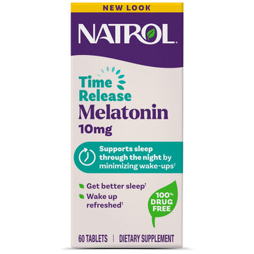 Natrol Melatonin 10mg Time Release Tablets, Sleep Dietary Supplement for Restful Sleep, 60 Melatonin Time Release Tablets, 60 Servings