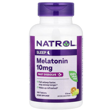Natrol Melatonin 10mg Fast Dissolve Tablets - Citrus Flavor, 100 Count, Sleep Support, Fast Dissolve Melatonin for Adults, 100-Day Supply