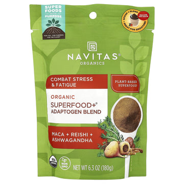 Navitas Organics Organic Superfood+ Adaptogen Blend, Maca + Reishi + Ashwagandha, 6.3 oz (180 g)