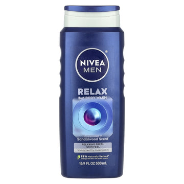 Nivea Men, Relax 3 in 1 Body Wash, Lavender + Sandalwood, 16.9 fl oz (500 ml)