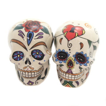 Pacific Giftware Day Of The Dead Skulls Salt Pepper Shakers Figurine Home Decor, multi-colored, 5 x 2