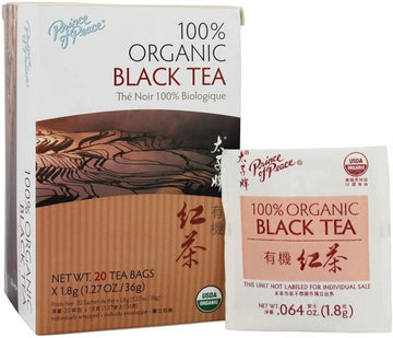 Prince of Peace Organic Black Tea, 20 Tea Bags  100% Organic Black Tea  Unsweetened Black Tea  Lower Caffeine
