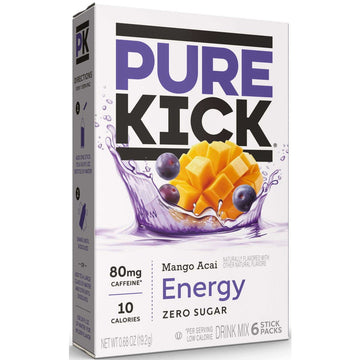 Pure Kick Mango Acai Energy Drink Mix Stick, 0.105 Ounce - 6 per pack