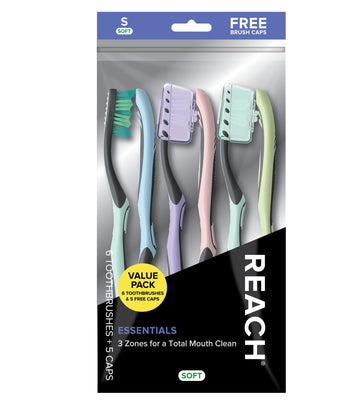 Reach Essentials Toothbrush, Soft, 6 Count