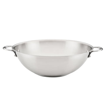Rachael Ray Professional Stainless Steel Induction Wok, 14 Inch, Silver