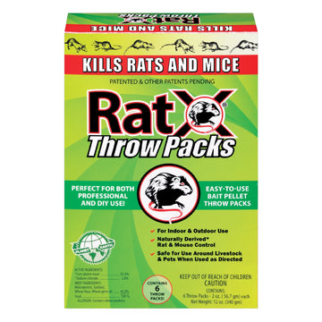 EcoClear RatX Throw Packs Bait Pellets for Rats & Mice, Biodegradable, Pack of 6 - 12 oz