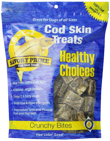 Savory Prime Cod Skin Fish Grain Free Treats For Dogs 8 oz 1 pk