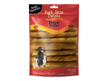Beggar Bones Pork Skin Twists Dog Treats 21 Pack 21 ea