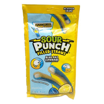 Blue Raz Lemonade Sour Punch Filled Straws - 10 Pack by Galactic Snacks