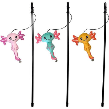 Spot 52264 18 in. Axolotl Squiggles Teaser Wand Cat Toy, Assorted Color