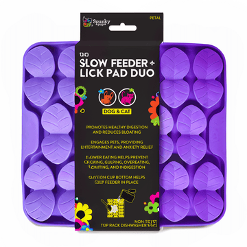Spunky Pup Slow Feeder  Lick Pad Duo Petal One Size (Colors Vary)