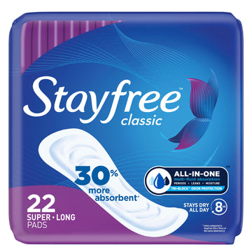 Stayfree Classic Pads Super Long without Wings, Unscented, 22 Ct