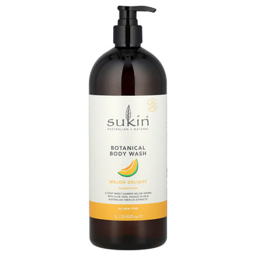 Sukin Botanical Body Wash, All Skin Types, Melon Delight, 33.82 fl oz (1 l)
