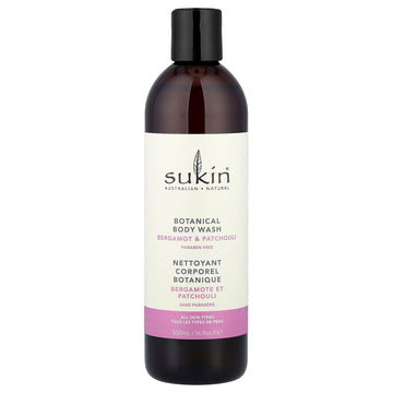 Sukin Botanical Body Wash, All Skin Types, Bergamot & Patchouli, 16.9 oz (500 ml)