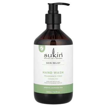 Sukin Skin Relief, Hand Wash, Sensitive, Distressed Skin, Fragrance Free, 16.9 fl oz (500 ml)