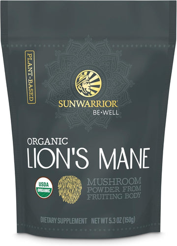 Sunwarrior Be Well Unsweetened Organic Lion's Mane Mushroom Powder, 5.3 oz