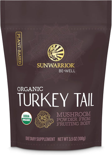 Sunwarrior Be Well Organic Turkey Tail Mushroom Powder, 3.5 oz (50 Servings)