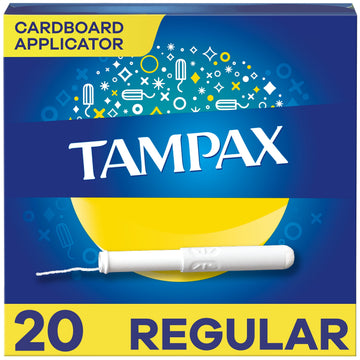 Tampax Tampons with Cardboard Applicator, Regular, Unscented, 20 Count
