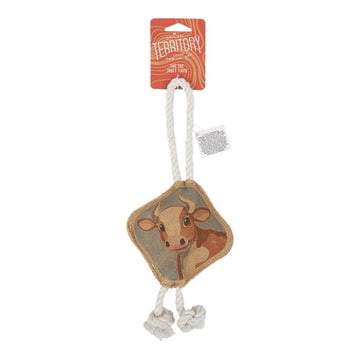 Territory 22266182795 14 in. Dog Natural Leather Color Cow Tug Toy