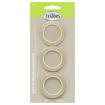 Testor Corp. Masking Tape 1/4" 1/8" 1/16" Gray Carded 6pk TES281179 Misc. Tool/Construction Accys