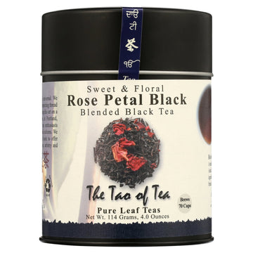 The Tao of Tea Sweet & Floral, Blended Black Tea, Rose Petal Black, 4 oz (114 g)