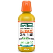 TheraBreath Deep Clean Mouthwash, Alcohol Free, Antiseptic Benefits, Fresh Mint, 16 fl oz