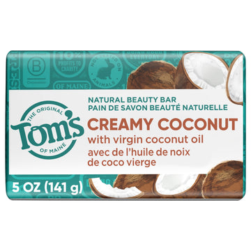 Toms of Maine Natural Beauty Bar Soap For Women and Men, Creamy Coconut, 5 oz Bar