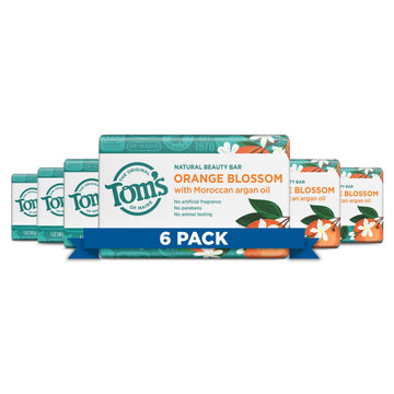 Toms of Maine Natural Beauty Bar Soap For Women and Men, Orange Blossom, 5 oz Bar, 6 pack