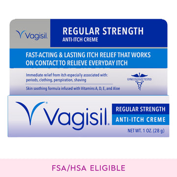 Vagisil Regular Strength Anti-Itch Feminine Creme for Women, Gynecologist Tested, Hypoallergenic, Fast-acting and Long-lasting Itch Relief, With LactoPrebiotic & Moisturizers, 1 oz