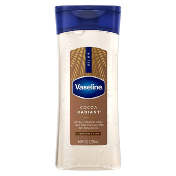 Vaseline Intensive Care Cocoa Radiant Body Gel Oil for Glowing Skin Made with 100% Pure Cocoa Butter + Replenishing Oils, 6.8 fl oz