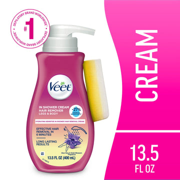 Veet Hair Removal Cream, In-Shower Body Hair Remover For Women, Sensitive Skin, 13.5 FL OZ