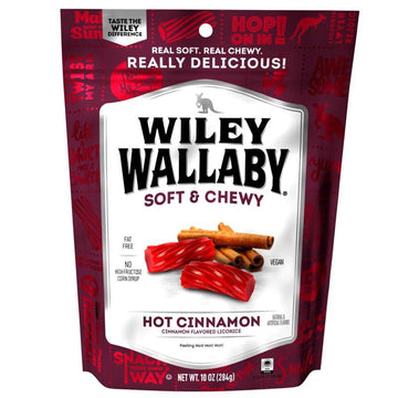 Wiley Wallaby Licorice 10 Ounce Classic Gourmet Soft & Chewy Australian Cinnamon Licorice Candy Twists, 1 Pack